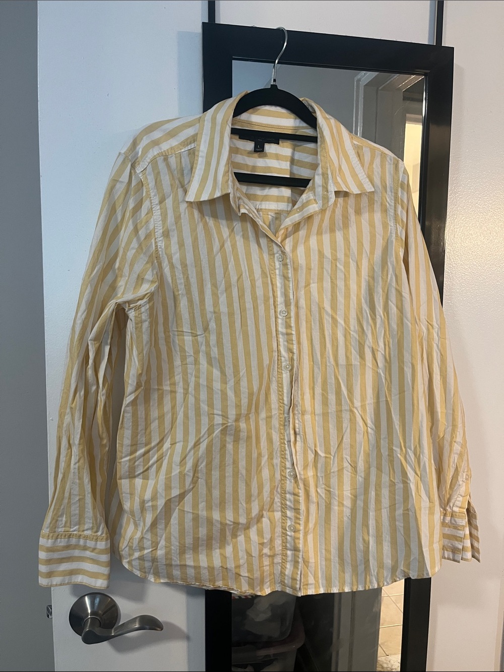 Banana Republic Yellow and White Vertical Stripe Button-Down Shirt